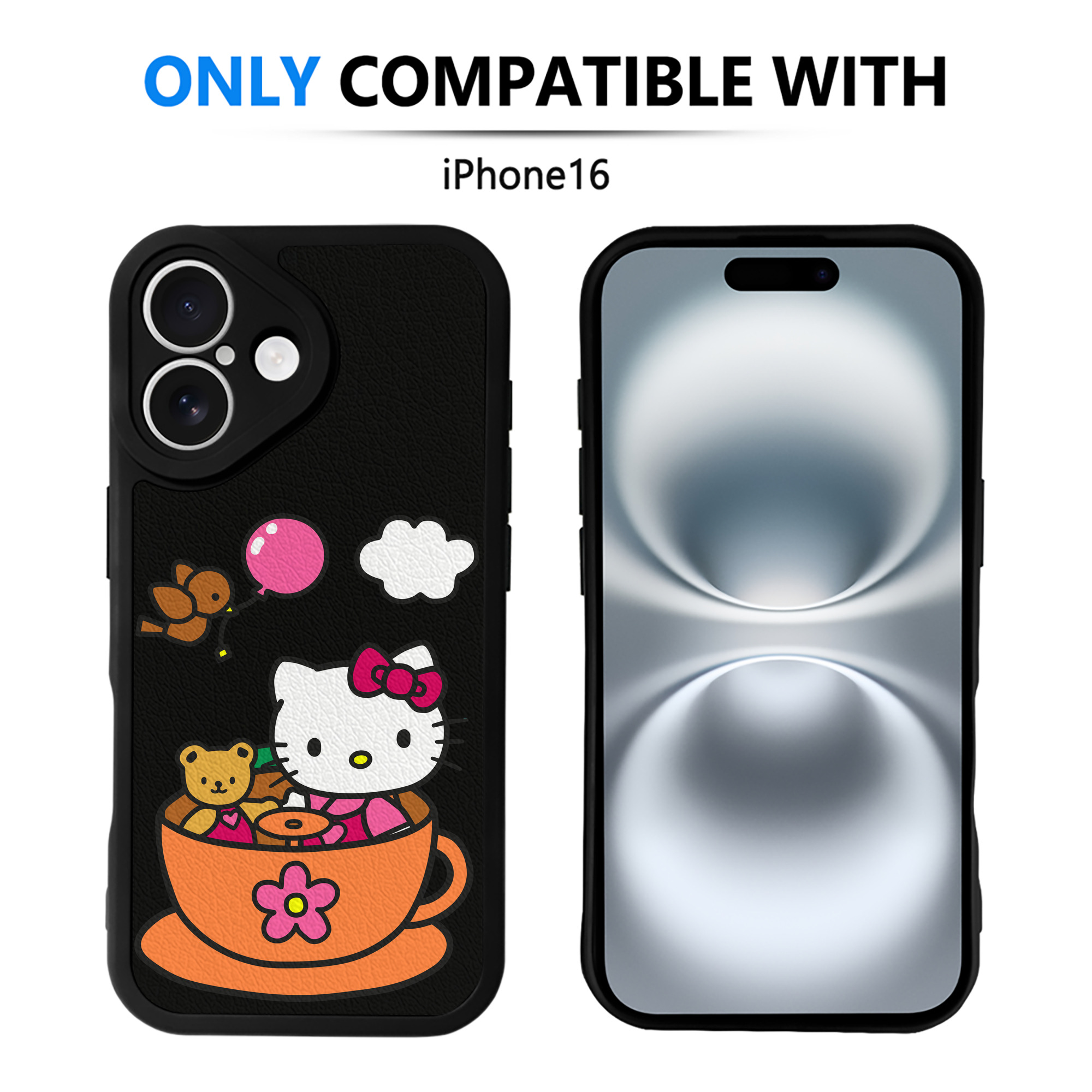 （画像用） Hello Kitty ハローキティ 【iPhone 16シリーズ対応】シリコンスマホケース（レザー調） 材質：シリコン